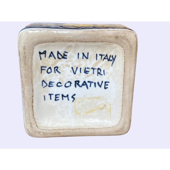 Square lidded trinket box Made in Italy for Vietri with a hand painted image an - Picture 6 of 9